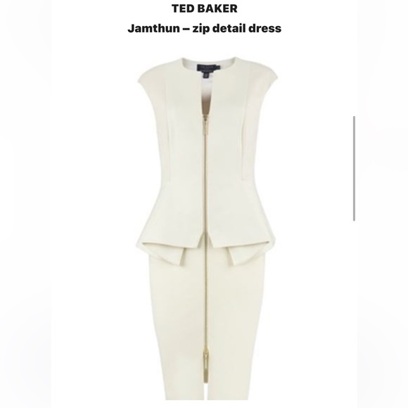 Ted Baker Jamthun Structured Zip Detail Dress cream Ted Size 1 - Picture 4 of 16